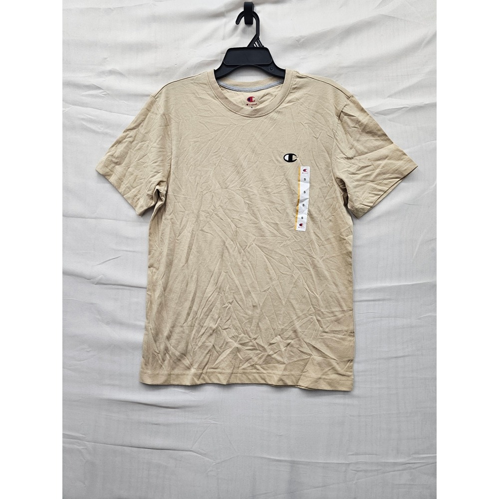 Champion Mens Iconic Small C Tee Tan Cotton Blend Casual Size Small - Picture 1 of 7